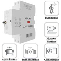 Chave Contator Modular Magnético Bipolar 40a 2na 2 Polos 220v 50/60hz Com Chave LECT4101