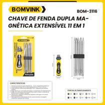Chave de Fenda Dupla Magnética Extensível 11 EM 1 BOMVINK BOM-3116 Chave de Fenda Dupla Magnética Extensível 11 EM 1 BOMVINK BOM-3116