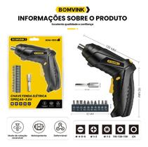 Chave De Fenda Elétrica 12 Peças 3.6vversatilidade,potência Preto 36