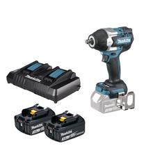 Chave de Impacto ½ Makita 18V 700Nm, 2 Bat. 3Ah e Carregador Duplo Profissional DTW700Z