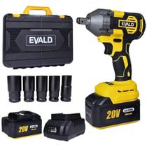 Chave de Impacto 1/2 POL 20V Brushless com 2 Baterias e Maleta com Kit 5 Soquetes EV-7600S EVALD Chave de Impacto 1/2 POL 20V Brushless com 2 Baterias e Maleta com Kit 5 Soquetes EV-7600S EVALD