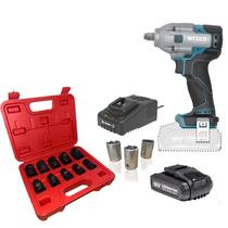 Chave de Impacto 18v Wesco Ws2407 Brush + Jogo soquetes com 10 peças