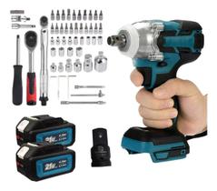 Chave De Impacto 21v Parafusadeira +maleta soquete 46 peças Chave De Impacto 21v Parafusadeira +maleta soquete 46 peças