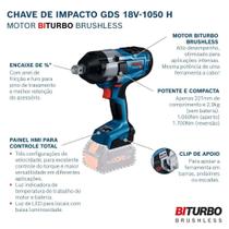 Chave de impacto 3/4" brushless gds 18v-1050 h bosch torque 1050nm com 2 baterias 18v e carregador
