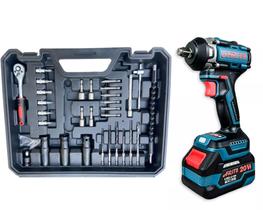 Chave De Impacto 500Nm Com Duas Baterias 20v Com Maleta E Kit