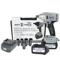 Chave de impacto a bateria 21V 4Ah 1/2" Brushless com 2 baterias e acessórios - SGT-7501A Chave de impacto a bateria 21V 4Ah 1/2" Brushless com 2 baterias e acessórios - SGT-7501A