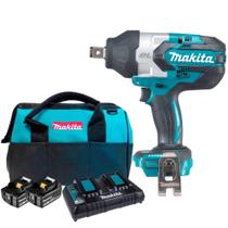 Chave de Impacto a Bateria com 2 Baterias Carregador Duplo e Bolsa MAKITA