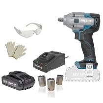 Chave de Impacto a Bateria Wesco, 18V, 350Nm, SEM ESCOVA BL com Bateria 2Ah, Carregador Rápido e 6 Acessórios Profissional WS2407
