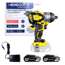 Chave De Impacto Menegotti MCI20 20V 350Nm 2500RPM Motor Brushless LED Chave De Impacto Menegotti MCI20 20V 350Nm 2500RPM Motor Brushless LED