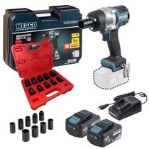 Chave de Impacto Wesco 18v Brush 13mm WS2392K2 2 baterias de 4ah + soquetes