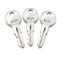 Chave de reposição Rolvyns K127 para fechadura Bauer Hudson com puxador em T, kit com 3 Chave de reposição Rolvyns K127 para fechadura Bauer Hudson com puxador em T, kit com 3