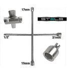 Chave De Roda Cruz Carro Reversível 17-19-21mm Encaixe De 1/2