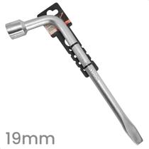 Chave de Roda L 19 mm Reforçada Cromada e Galvanizada com Espátula Ferramenta Troca de Pneu Carro