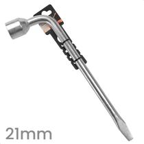 Chave de Roda L 21 mm Reforçada Cromada e Galvanizada com Espátula Ferramenta Troca de Pneu Carro