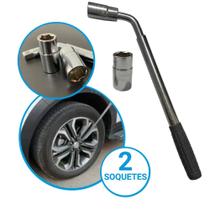 Chave De Roda Telescópica Alongável p/ Soltar Apertar Parafusos Porcas de Rodas17x19x21x23mm Universal