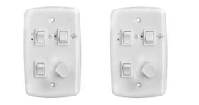Chave Dimmer c/ 2 Lâmpadas / Ventilador e Exaustor C/ Controle Rotativo Bivolt 400w Universal Branco - Kit com 2 Unid.