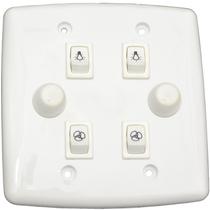 Chave Dimmer Rotativo 4x4 C/2 Lâmpadas E 2 Ventilador Rxf
