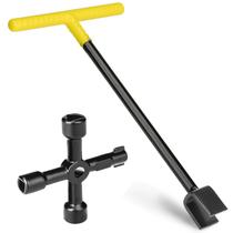 Chave do medidor de água Comfylichi 43 cm com chave utilitária de 4 vias em aço Chave do medidor de água Comfylichi 43 cm com chave utilitária de 4 vias em aço