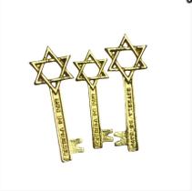 Chave Estrela de Davi de Metal Dourada - Pacote com 25 Unidades