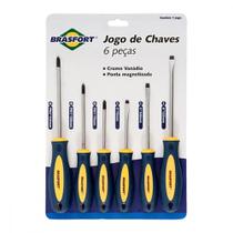 Chave Fenda/Phillips Brasfort Com Ima Cromo Vanadio Com 6 Pecas - 7029