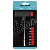 Chave Fenda/Phillips/Torx/Allen Excellent Cabo ''T'' Com 11 Pontas 6Xm Chave Fenda/Phillips/Torx/Allen Excellent Cabo ''T'' Com 11 Pontas 6Xm