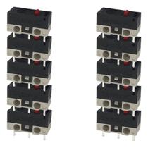 Chave Fim De Curso KW10-A Micro Switch 3T 2A 125VAC sem Haste Para Mouse, Robótica - Kit 10 Peças