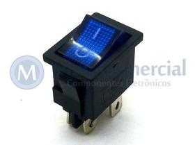 Chave Gangorra com 4 Terminais Liga/Desliga 6A/250Vac - Azul - KCD1-104N