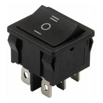 Chave Gangorra On/Off c/Neon 6 polos 16a 250v Preta Chave Gangorra On/Off c/Neon 6 polos 16a 250v Preta