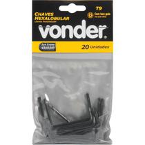 Chave Hexalobular T09 com Furo Guia Crv com 20 peças - Vonder