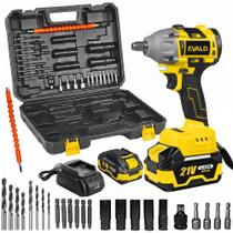 Chave Impacto 1/2 21V Brushless 400 Nm 2 Baterias 4,0Ah e Maleta com Kit 25 Acessórios EV-3500 EVALD Chave Impacto 1/2 21V Brushless 400 Nm 2 Baterias 4,0Ah e Maleta com Kit 25 Acessórios EV-3500 EVALD