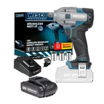 Chave Impacto 18v Wesco Ws2407 Brush + Carreg Bat 2,0 Ah
