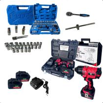 Chave Impacto Meia Polegada A Bateria 620nm Com Jogo De Soquete 32 Pcs Para Serviço Automotivo FERON