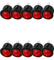 Chave Interruptor Gangorra Kcd1-106n Liga Desliga Led Vermelho Kit 10 Peças Chave Interruptor Gangorra Kcd1-106n Liga Desliga Led Vermelho Kit 10 Peças