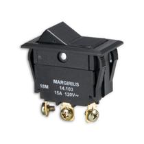 Chave Interruptor Gangorra Unipolar Preta Lig/Desl/Lig 15A MarGirius Chave Interruptor Gangorra Unipolar Preta Lig/Desl/Lig 15A MarGirius