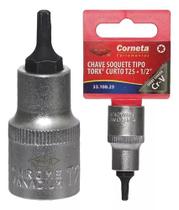 Chave Pito Soquete Torx Curto 1/2 Pol T25 Profissional Aço Chave Pito Soquete Torx Curto 1/2 Pol T25 Profissional Aço
