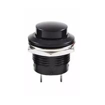 Chave push button sem trava 2 polos metalica 13mm preta 3a