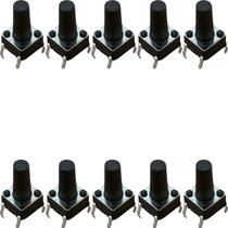 Chave Táctil Push Button KFC-A06 6x6x11mm 4 Terminais Kit 10 Peças