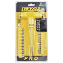 Chave tipo t com 11 bits + 9 canhao / soquete e adaptador pro na cartela - Startools Ferramentas