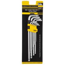 CHAVE TORX EDA TIPO "L" JOGO COM 9 PECAS EXTRA LONGA T10 a T50 - 9RO
