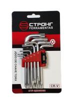 Chave Torx Tipo L 9 Peças T10 A T50 Com Furo Guia