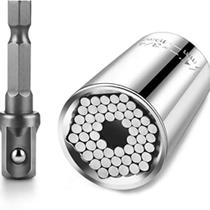 Chave universal catraca 7mm a 19mm com adaptador para parafusadeira extrator porca parafuso danificado Chave universal catraca 7mm a 19mm com adaptador para parafusadeira extrator porca parafuso danificado