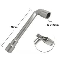 Chave Vazada Biela Curta em L com Furo 2 Bocas Sextavada Fertak Tamanho: 17X17 Mm Chave Vazada Biela Curta em L com Furo 2 Bocas Sextavada Fertak Tamanho: 17X17 Mm