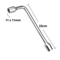 Chave Vazada Biela Longa em L com Furo 2 Bocas Sextavada Galvanizada Fertak Tamanho: 11X11 Mm Chave Vazada Biela Longa em L com Furo 2 Bocas Sextavada Galvanizada Fertak Tamanho: 11X11 Mm