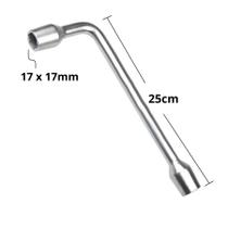 Chave Vazada Biela Longa em L com Furo 2 Bocas Sextavada Galvanizada Fertak Tamanho: 17X17 Mm Chave Vazada Biela Longa em L com Furo 2 Bocas Sextavada Galvanizada Fertak Tamanho: 17X17 Mm