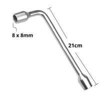 Chave Vazada Biela Longa em L com Furo 2 Bocas Sextavada Galvanizada Fertak Tamanho: 8X8 Mm