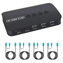 Chaveador E Seletor Usb Kvm Hdmi 4 Portas C/cabos