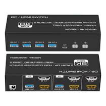 Chaveador Kvm Hdmi Displayport 2x2 8k 60hz 120hz 2 Monitores