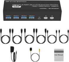 Chaveador Kvm Hdmi Displayport 2x2 8k 60hz 120hz 2 Monitores