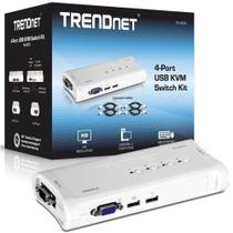 Chaveador KVM TrendNet TK-407K - 4 computadores em 1 monitor, teclado e mouse - Cabos KVM Inclusos