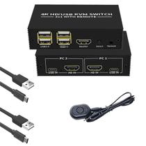 Chaveador Switch Kvm 2 Portas 4K Hdmi Mouse Teclado Monitor